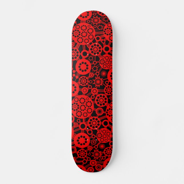 Skateboard Ecosistema - Rojo sobre negro (Anverso)