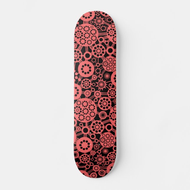 Skateboard Ecosistema - Rosa tropical en negro (Anverso)