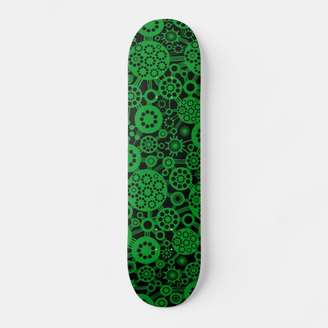 Skateboard Ecosistema - Verde de hierba sobre negro (Anverso)