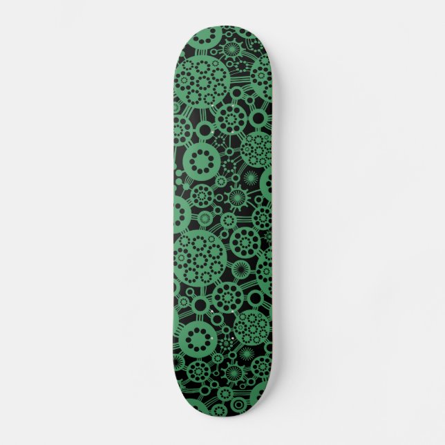 Skateboard Ecosistema - Verde del ejército sobre negro (Anverso)