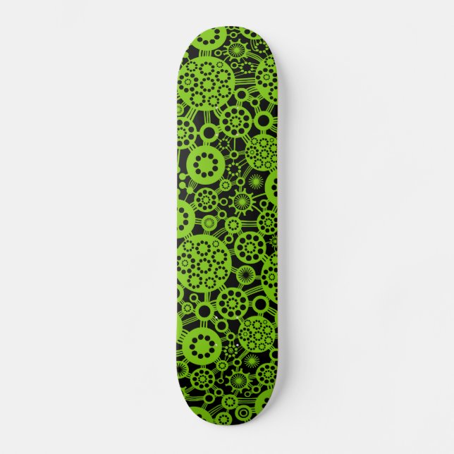 Skateboard Ecosistema - Verde marciano sobre negro (Anverso)