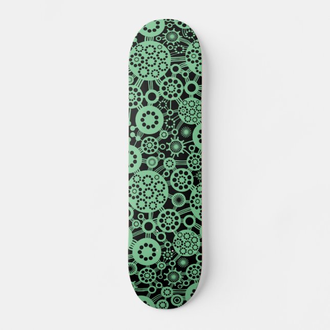 Skateboard Ecosistema - Verde oscuro sobre negro (Anverso)