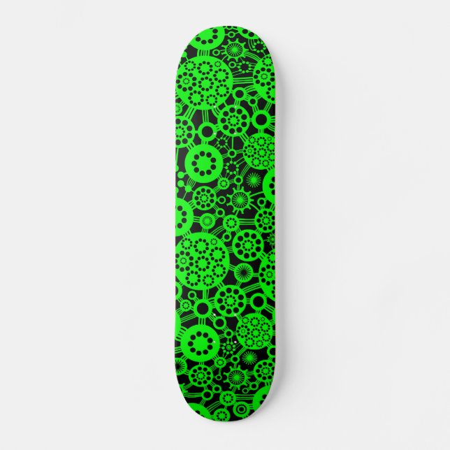 Skateboard Ecosistema - Verde sobre negro (Anverso)