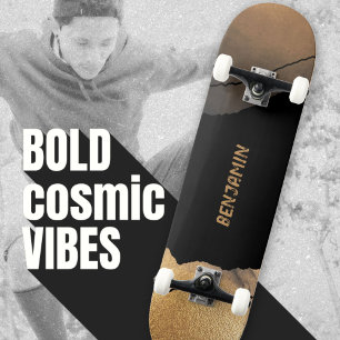 Skateboard Edgy Modern Negro Oro Cósmico