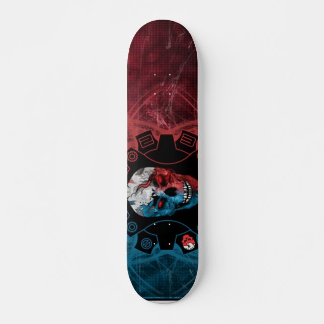 Skateboard EDICIÓN LIMITADA:  Cráneo azul y rojo (Anverso )