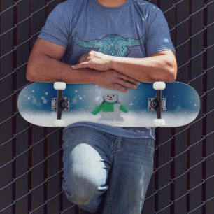 Skateboard El adorable personaje de muñeco de nieve de Navida