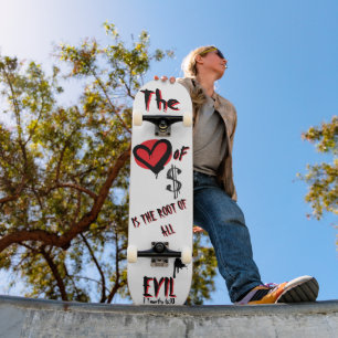 Skateboard El Amor al Dinero Malo Graffiti Cristiano