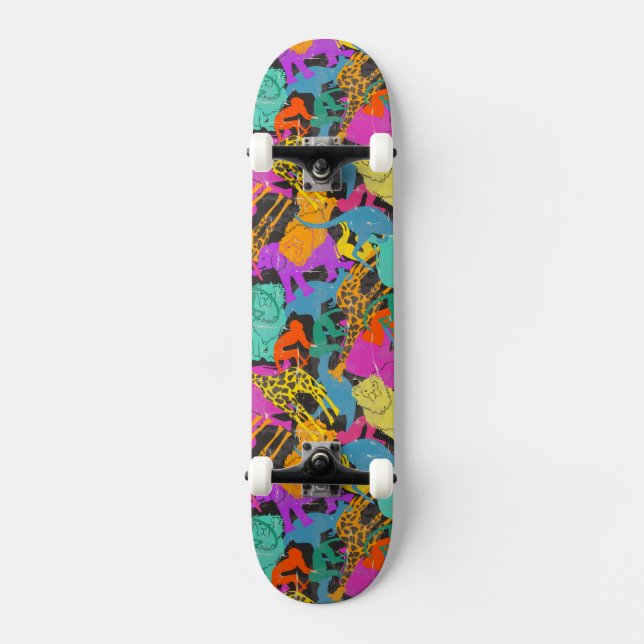 Skateboard El animal retro siluetea el modelo (Anverso)