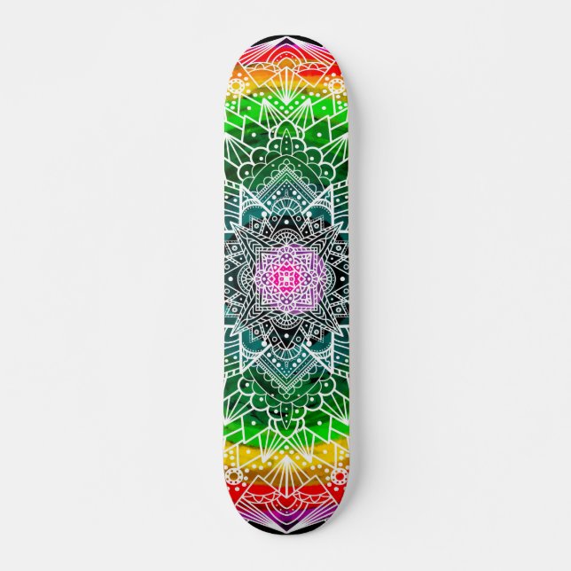 Skateboard El arcoiris Mandala colorido (Anverso )