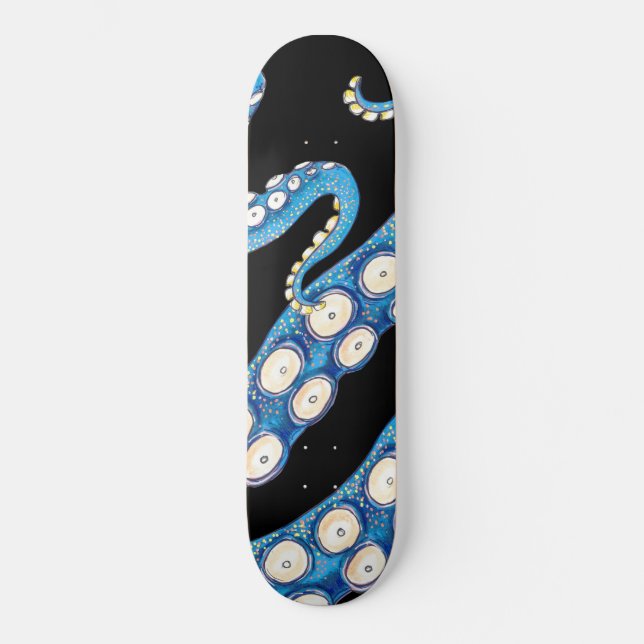 Skateboard El arte de los tentáculos de octocromo azul (Anverso)