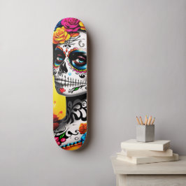 Skateboard El arte del muro de la Catrina Sugar Skull