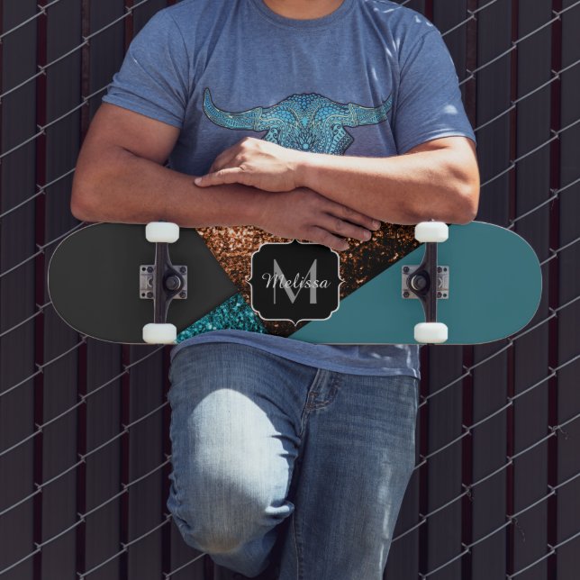 Skateboard El azul Aqua y el bronce destellan el moderno Mono (Exterior 3)