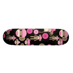 Skateboard El calcetín rosado femenino lindo Monkeys a chicas