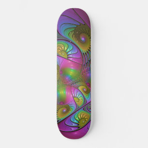 Skateboard El Colorido Arte Fractal Abstracto Trippy Luminoso