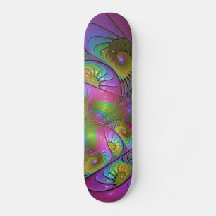 Skateboard El Colorido Arte Fractal Abstracto Trippy Luminoso