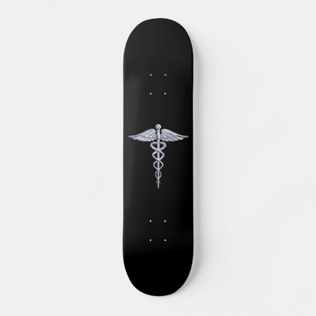 Skateboard El cromo tiene gusto de símbolo médico del caduceo (Anverso)