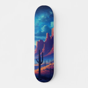Skateboard El desierto de noche al suroeste