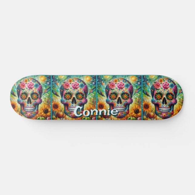 Skateboard El Día de la Calavera del Azúcar Personalizado de  (Horz)