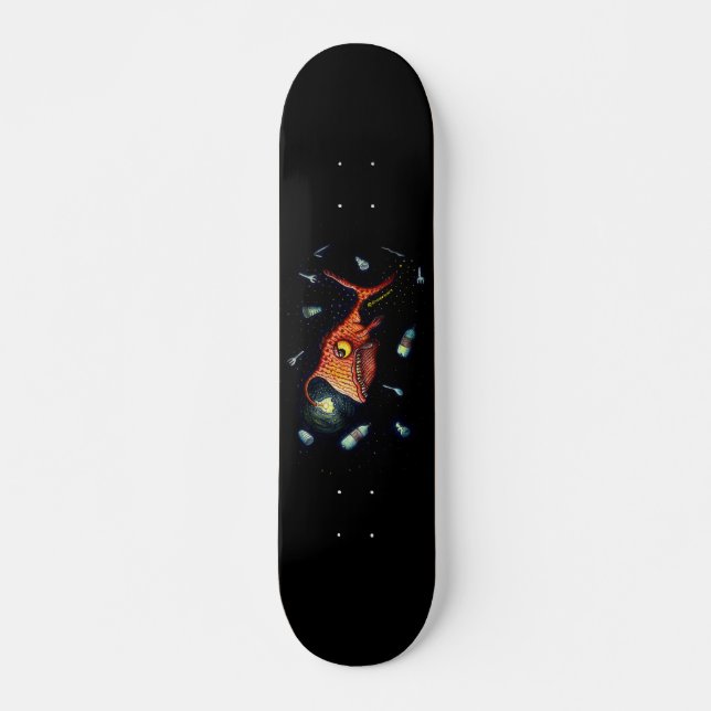 Skateboard El extraño pez anguloso oscuro contra la contamina (Anverso )