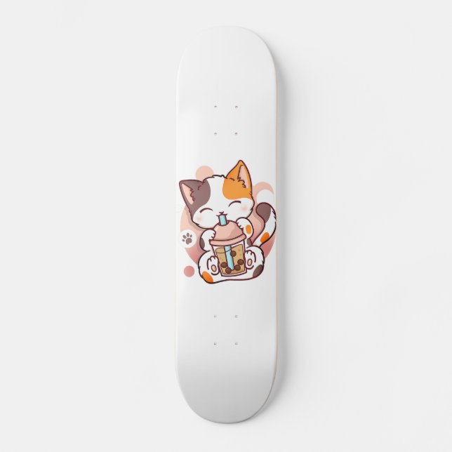 Skateboard El gato Boba Tea Bubble Tea Anime Kawaii Neko para (Anverso)