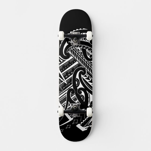 Skateboard el gran blanco en tatuaje samoano tribal negro (Anverso)