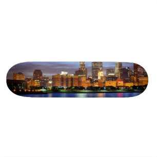Skateboard El horizonte de Chicago del planetario de Adler