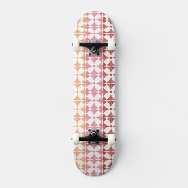 Skateboard El ikat rojo geométrico raya el modelo (Anverso)