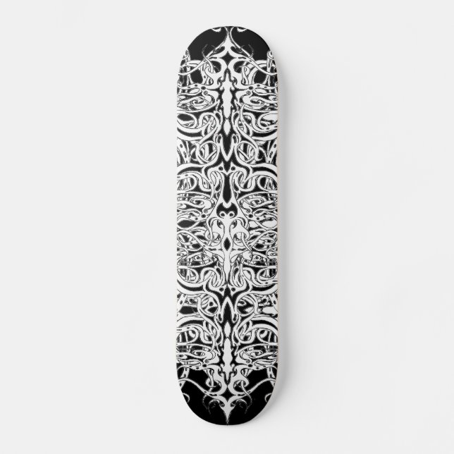 Skateboard El imperio tribal es blanco y negro (Anverso)