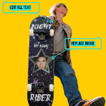 Skateboard El jinete nocturno<br><div class="desc">Es una especie de patineta porque está diseñada por usted usando nuestra plantilla "Night Rider". Reemplace la llama por su propia cara y añada su nombre y otro texto.</div>