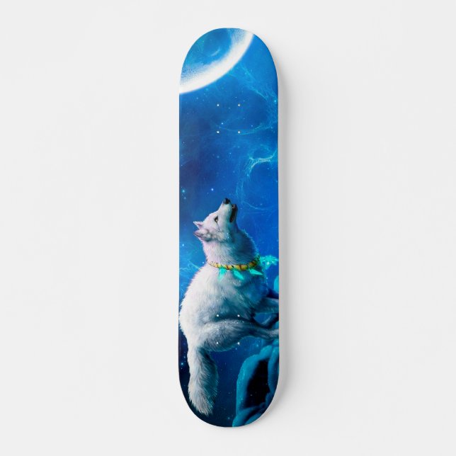 Skateboard El lobo indio y la luna llena (Anverso )