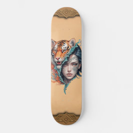 Skateboard El tigre y la mujer, fuerza y gracia.