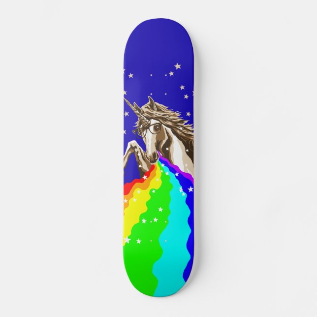 Skateboard El unicornio pukes el arco iris (Anverso)