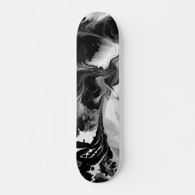 Skateboard EL YIN y YANG (arte abstracto negro y blanco) ~. (Anverso )