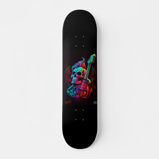 Skateboard Electric guitar and Skull - Gen AI (Anverso )