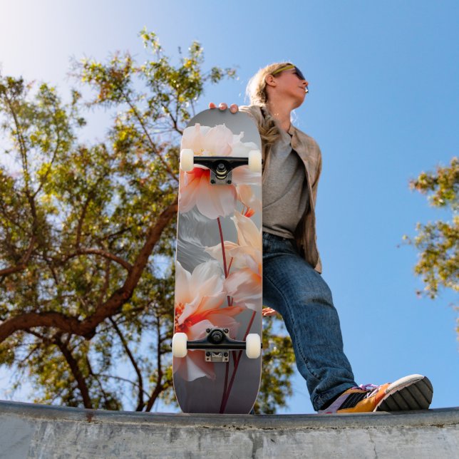 Skateboard Elegant Abstract Blush Flower Misty Flow (Exterior 1)