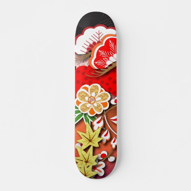 Skateboard Elegant Japanese Autumn Kimono (Anverso )