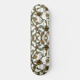 Skateboard Elegante arte nuevo botánico abeja vidrio emplomad