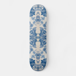 Skateboard Elegante color azul vintage floral