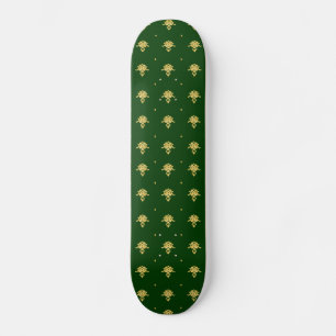 Skateboard Elegante Damasco Verde y Oro