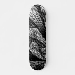 Skateboard Elegante diseño fractal plateado arte digital