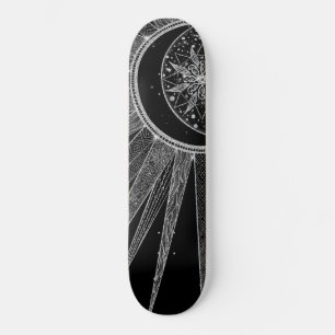 Skateboard Elegante diseño negro de luna de sol plateado Man