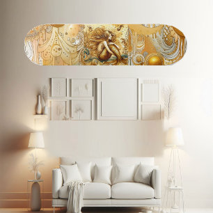 Skateboard Elegante Divina Sirena Dorada Leyenda Griega Mitol