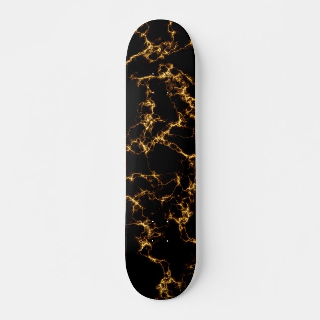 Skateboard Elegante estilo de mármol3 - Oro negro (Anverso )