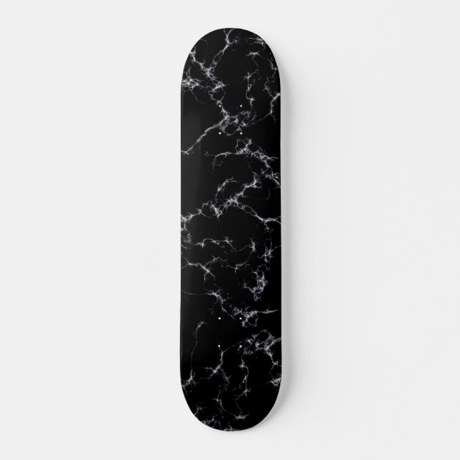 Skateboard Elegante estilo de mármol4 - Blanco y negro (Anverso )