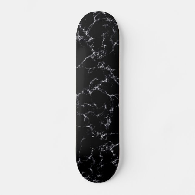 Skateboard Elegante estilo de mármol4 - Blanco y negro (Anverso)