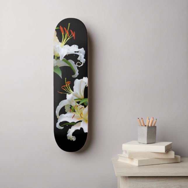 Skateboard Elegante Floral Casablanca Lilies Orientales Blanc (Arte de la pared)