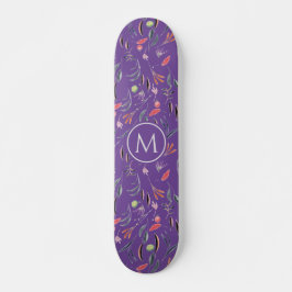Skateboard Elegante lavanda Floral acuarela MONOGRAM