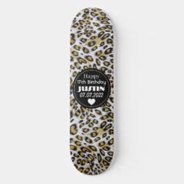 Skateboard Elegante leopardo marrón impreso Feliz cumpleaños 