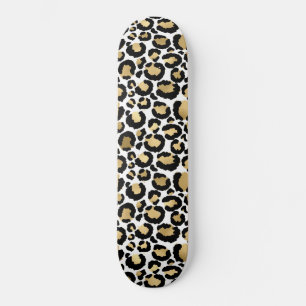 Skateboard Elegante Monocromatic Leopard Spots Wild Glam