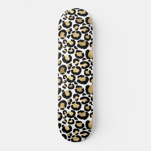 Skateboard Elegante Monocromatic Leopard Spots Wild Glam (Anverso)